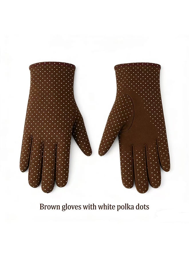 واي جيه قفازات نسائية مقاومة للتجمد، عصرية، جميلة ورقيقة، قفازات ركوب الدراجة في الهواء الطلق، قفازات للشاشة اللمسية، قفازات القيادة الشتوية، باللون البني - Image 3